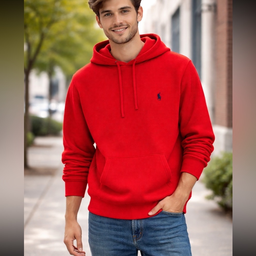Polo Ralph Lauren Red Waffle Knit Hoodie 2XB Big & Tall 23950
